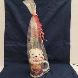 Romantic "I Love You" Coffee Cup with Teddy Bear & Rose